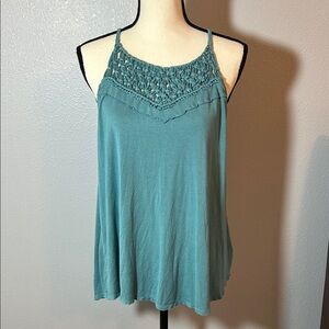 Maurices Teal Tank with Intricate Crochet